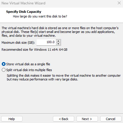 Disk space in VMWare