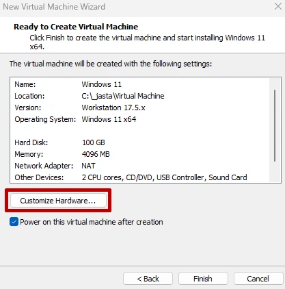 Customize Hardware VMWare