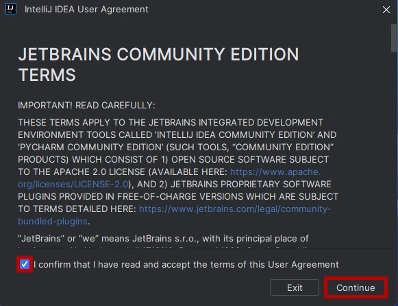 IntelliJ IDEA Community Edition terms