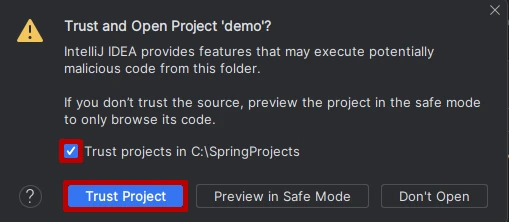 IntelliJ trust project