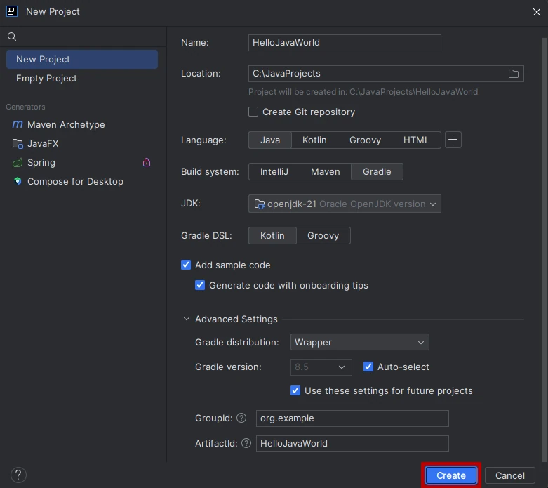 Finished Project configuration