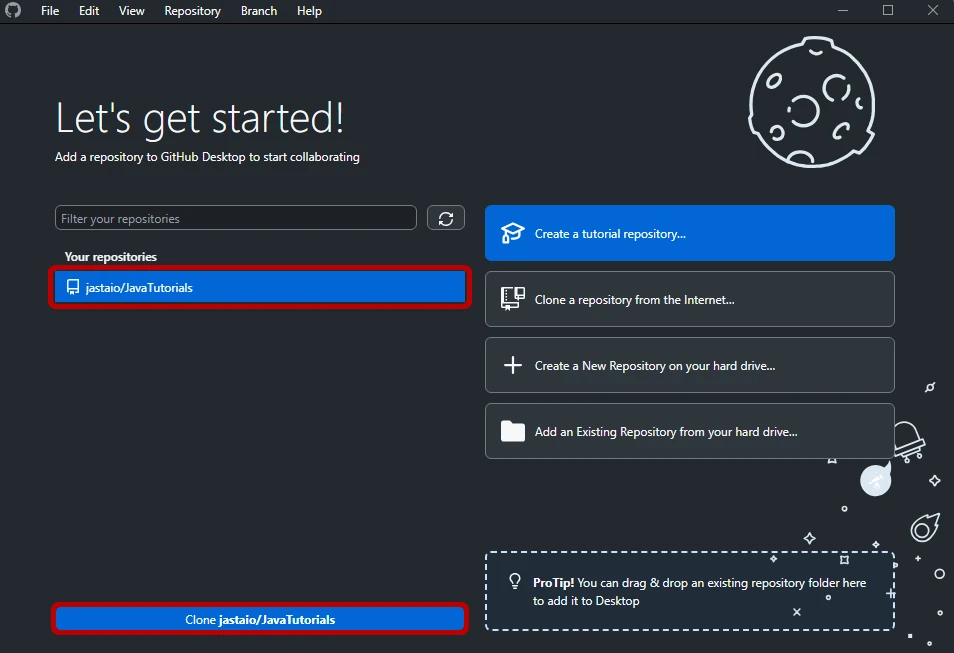 Clone a repository in GitHub Desktop