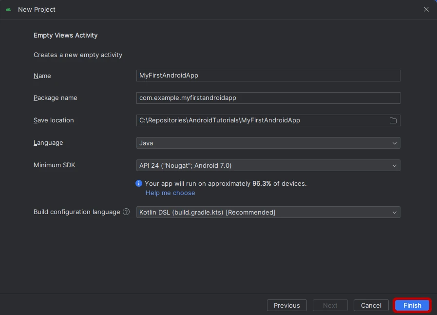 Project configuration in Android Studio