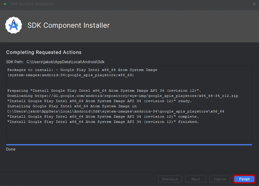 Download SDK in Android Studio