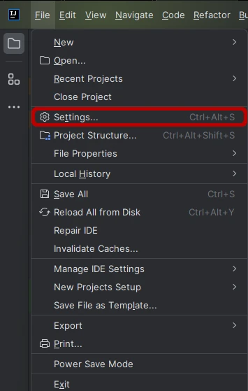 IntelliJ open settings