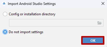 Android Studio import settings